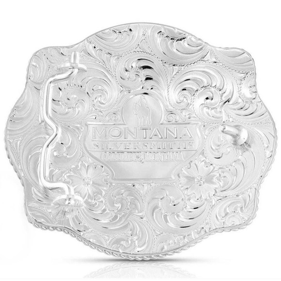 Montana Silversmiths Fine Silver All Around‎ Cowboy Buckle - Retail $150 - NEW - Picture 7 of 9